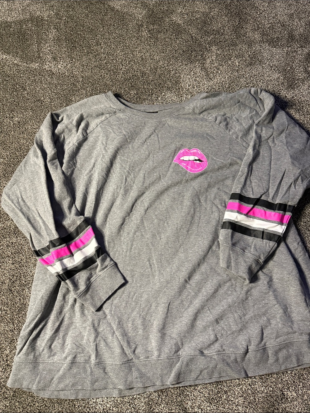 Torrid Long-Sleeve Top with Pink Lip Graphic